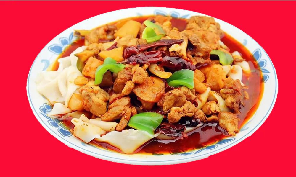 Big Plate Chicken Noodles at Xi'an Sizzling Woks, Chinese Restaurant in Philadelphia